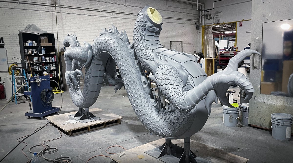 3D printed dragon sculpture fabrication