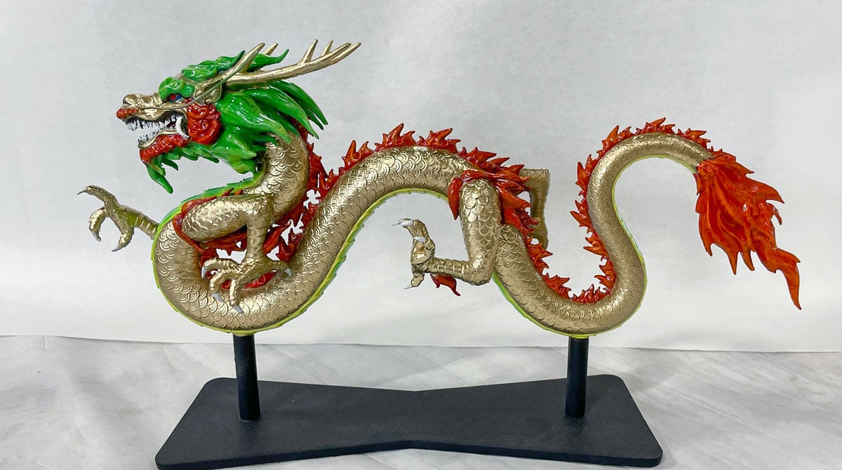 3D printed dragon sculpture