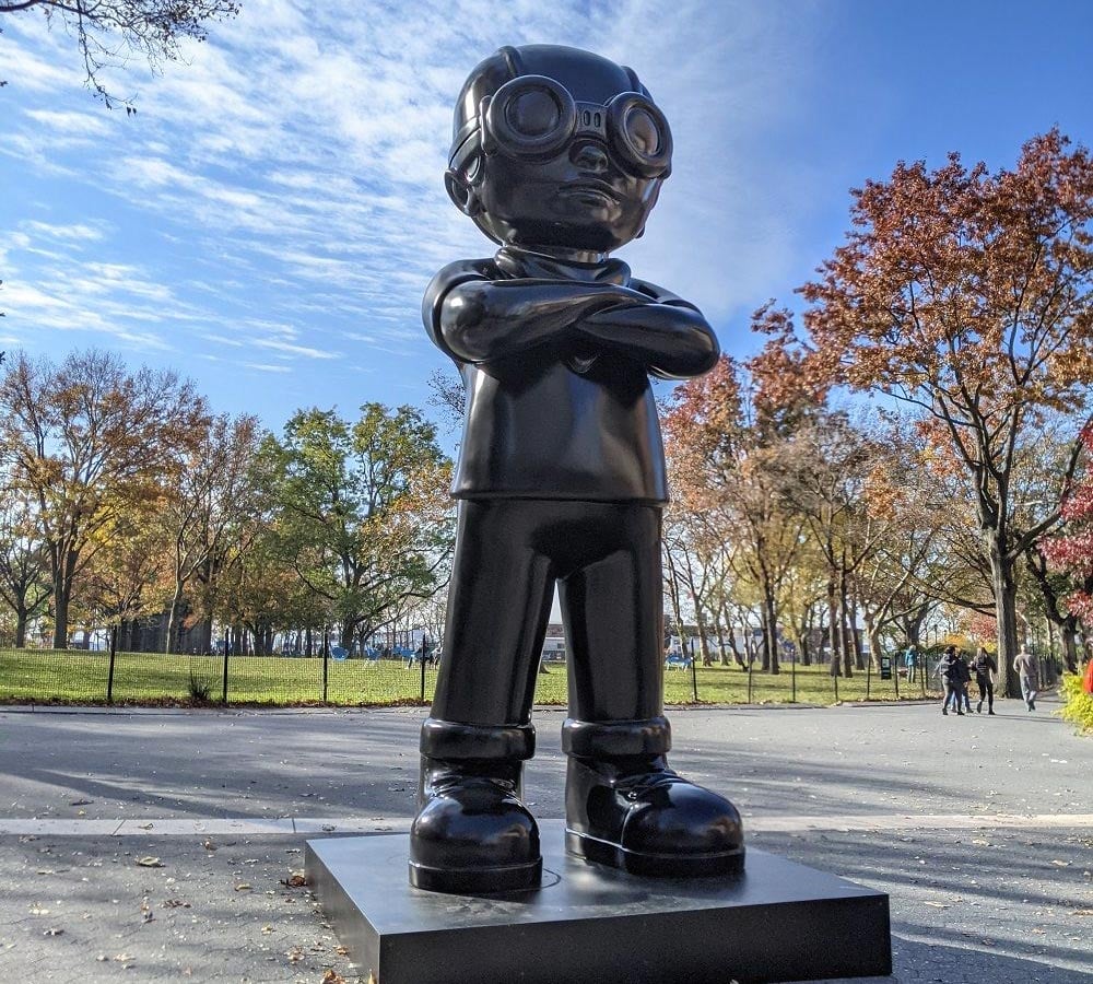 Hebru Brantley's Flyboy Sculpture: "The Great Debate"