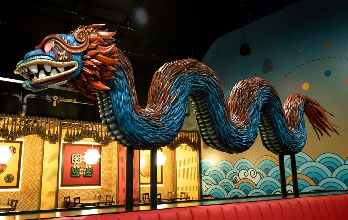 A vibrant 3D printed dragon elevates the customer experience