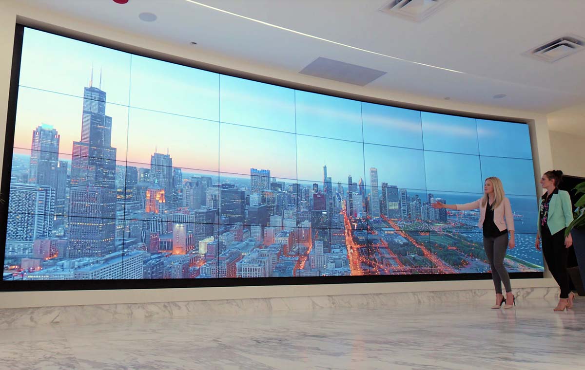 Customer Experience Center with giant wrap around screen