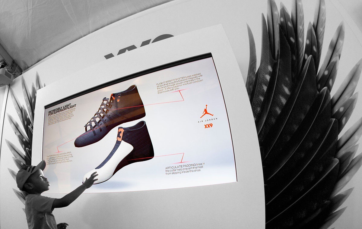 A digital touchscreen in a Nike store is a great example of interactive multimedia