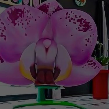 Ashley Longshore flower chair custom art