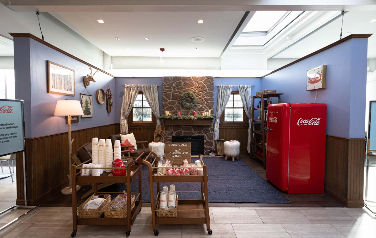 Coca-Cola's winter lounge in a busy urban airport gave visitors a nostalgic multi-sensory experience of the brand.